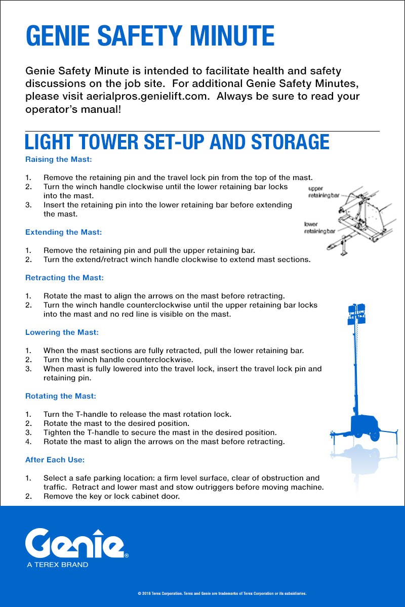 COPY IMAGE Genie Safety Minute: Light Tower Set-Up and Storage Genie Safety Minute: Light Tower Set-Up and Storage