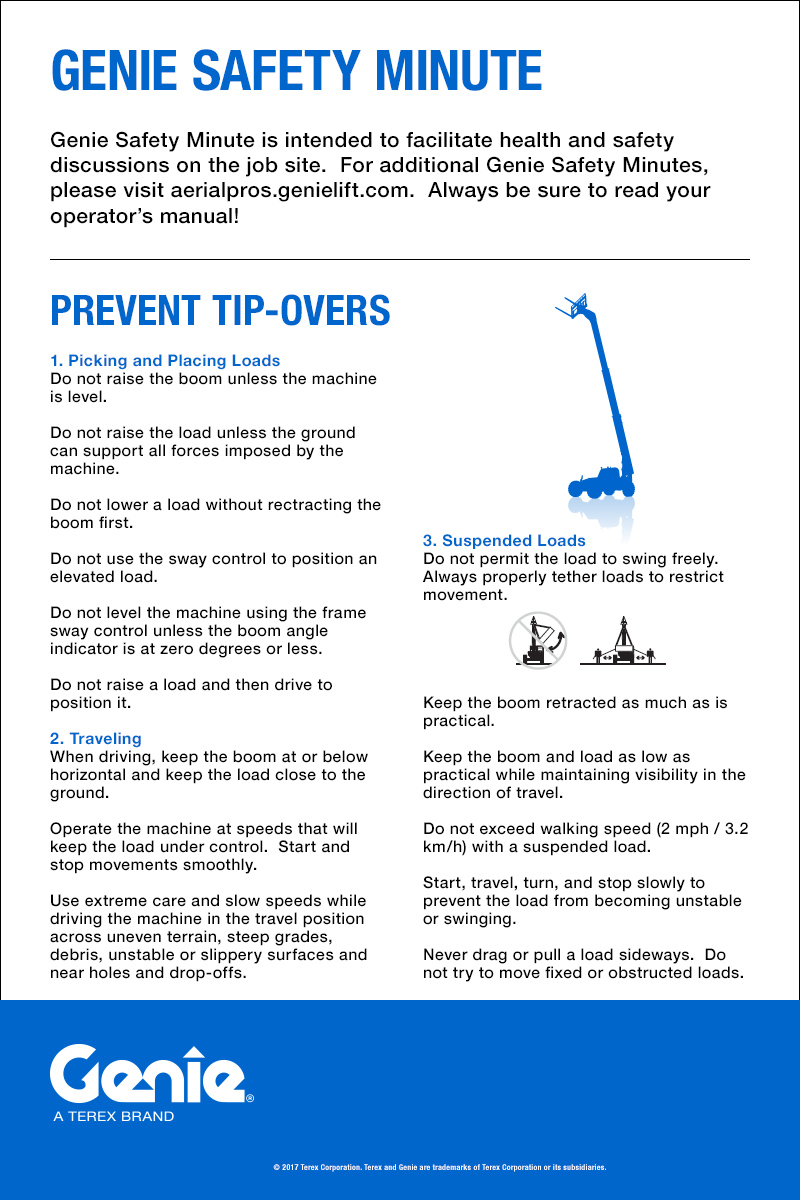 COPY IMAGE - Genie Safety Minute: Prevent Tip-Overs Genie Safety Minute: Prevent Tip-Overs