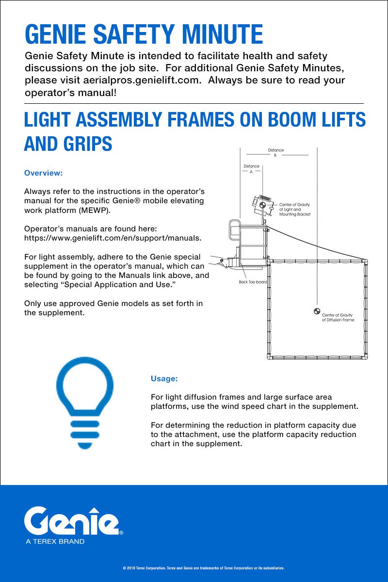 COPY IMAGE Genie Safety Minute: Light Assembly Frames Genie Safety Minute: Light Assembly Frames